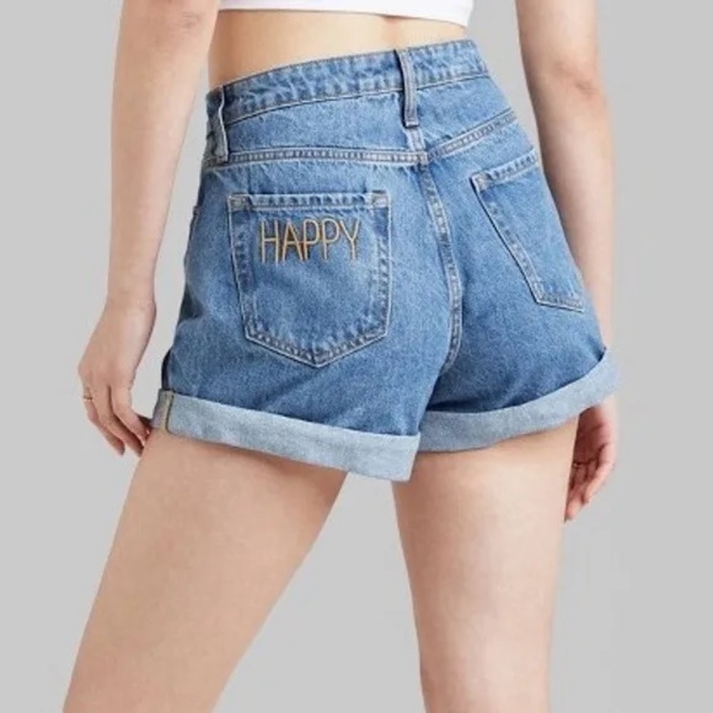Wild Fable Happy embroidered High Rise Mom Shorts